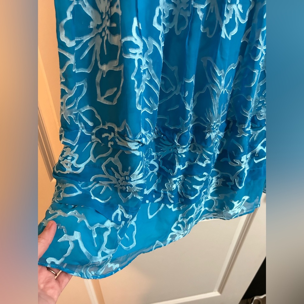 Oue‎ Per Oue Veste blue velvet burnout dress size 8 - Picture 5 of 11